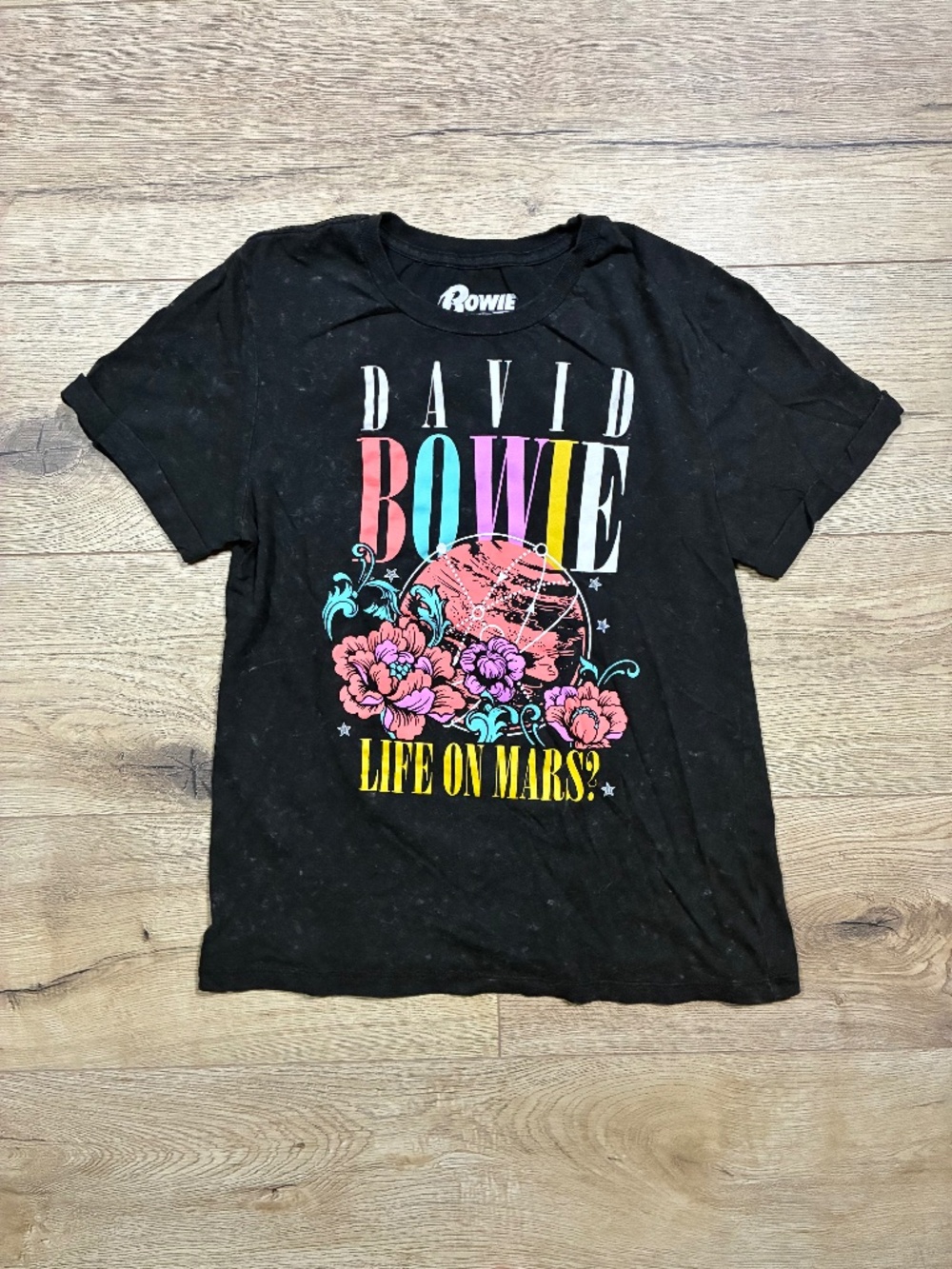 19 David Bowie Life on Mars Acid Wash Graphic Band Tee Small